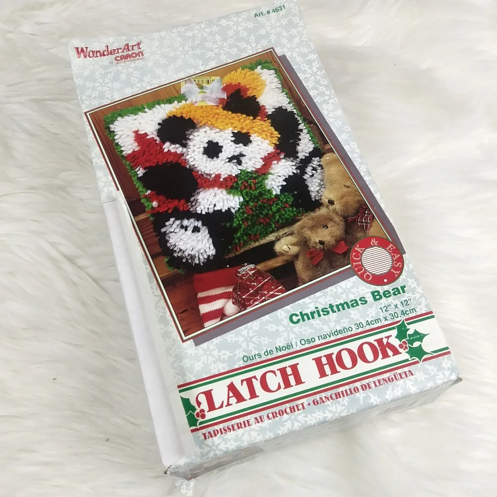 Caron Panda latch hook pillow rug craft decor‎ 1996